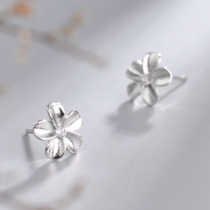 925 Sterling Silver Stud Earrings For Women Dignified Flowers Diamond