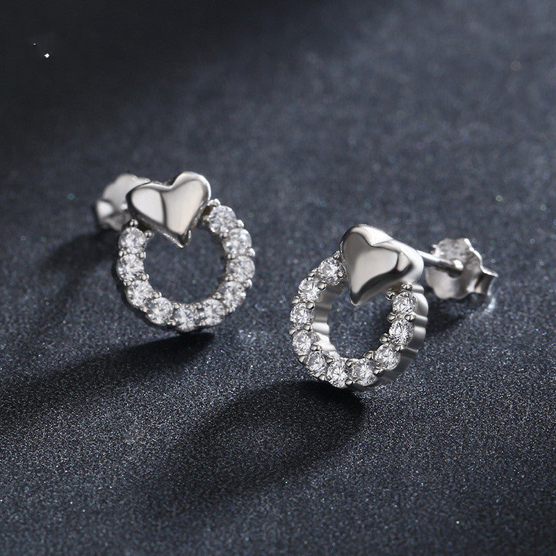 Modian Heart Earrings For Women 925 Sterling Silver Cubic Zirconia