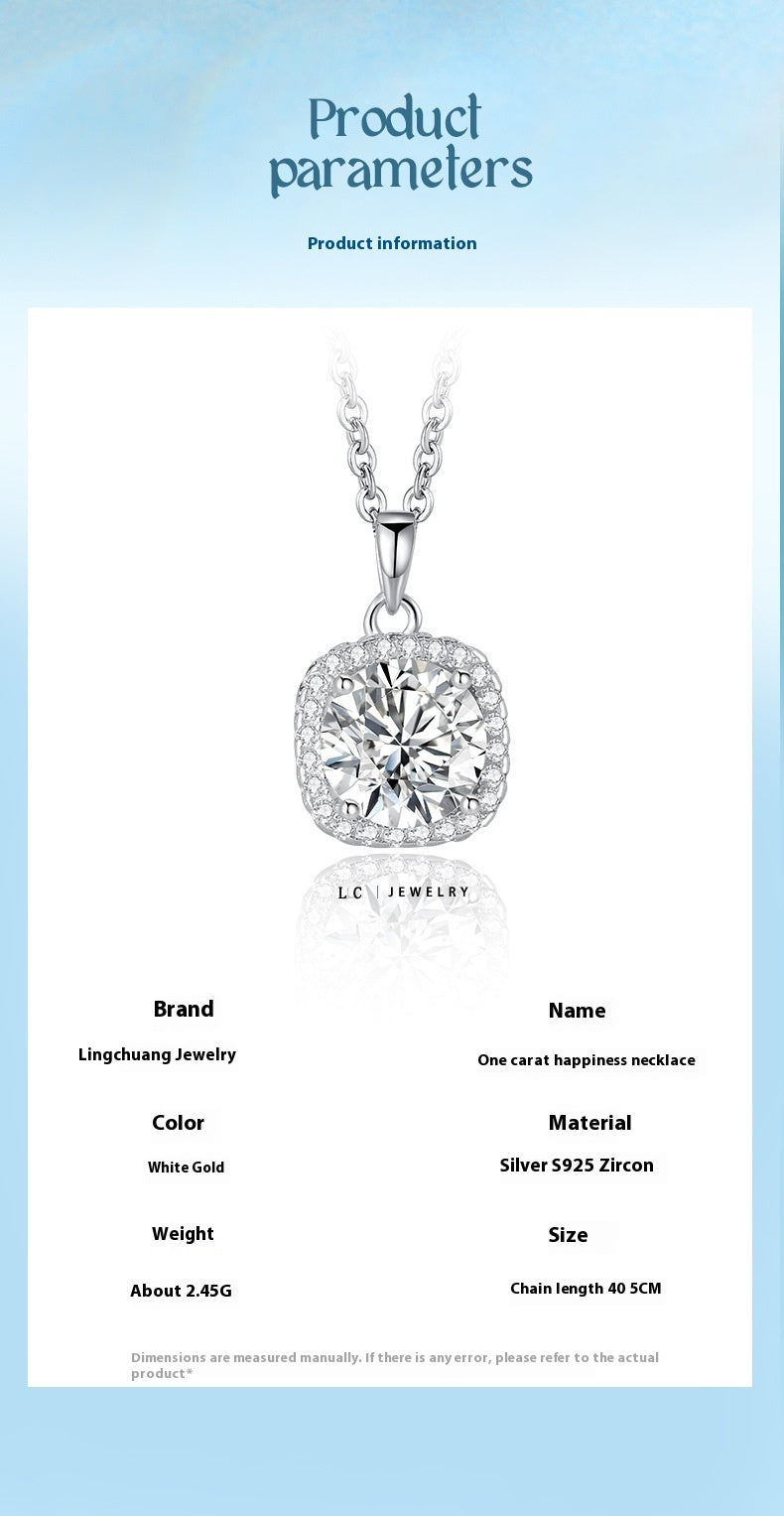 S925 Sterling Sølv 1 Karat Happiness Halskæde Kvinders nøglebenskæde