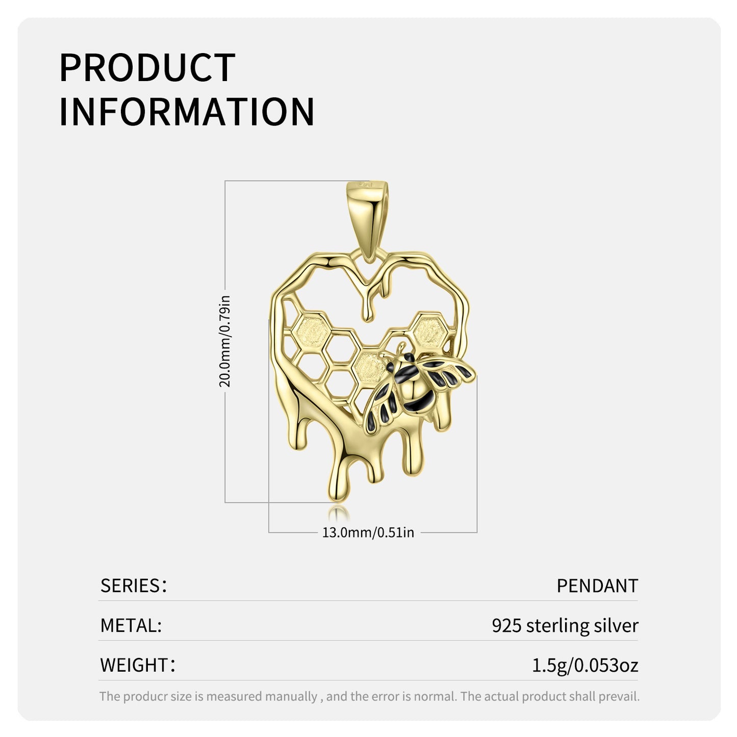 Honeycomb Necklace S925 Sterling Silver Gold-plated Necklace Pendant Ins Wind