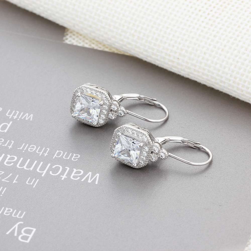 s925 sterling sølv rhinsten øreringe