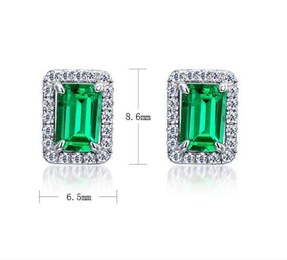 S925 Silver Female Cultivation Emerald Retro Stud Earrings