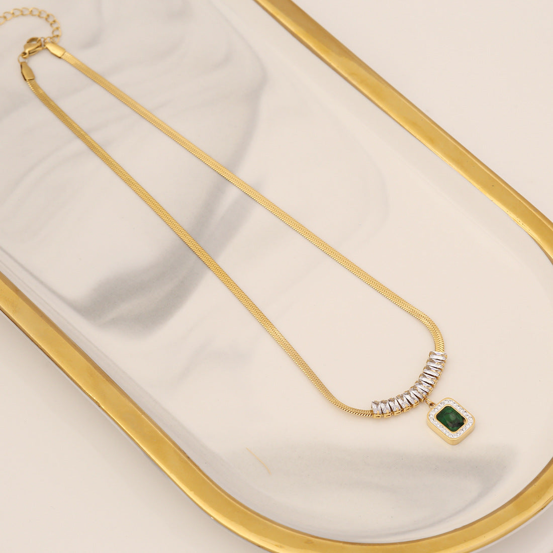 Zircon Necklace Stainless Steel Jewelry Set