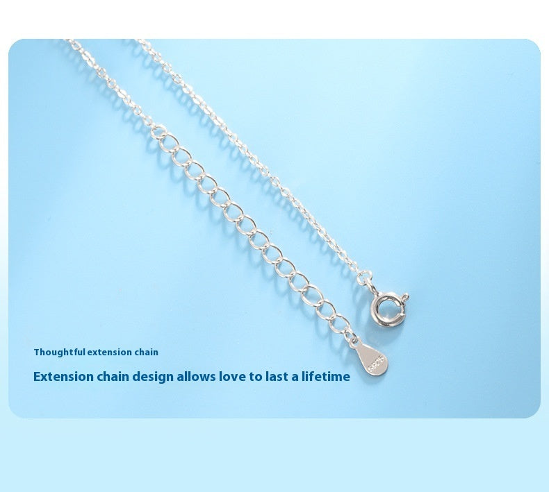 S925 Sterling Sølv 1 Karat Happiness Halskæde Kvinders nøglebenskæde