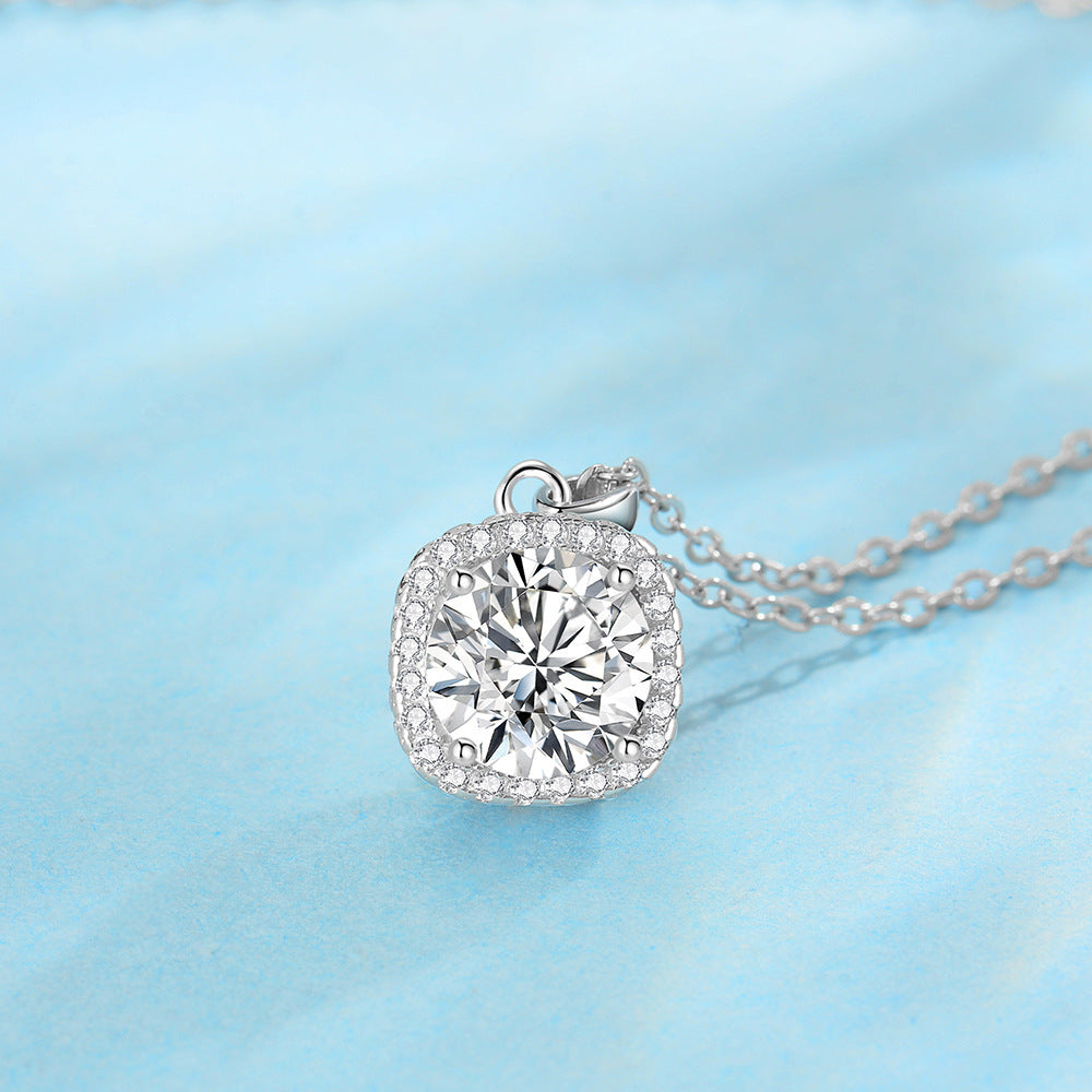 S925 Sterling Sølv 1 Karat Happiness Halskæde Kvinders nøglebenskæde