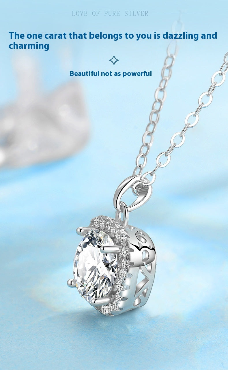 S925 Sterling Sølv 1 Karat Happiness Halskæde Kvinders nøglebenskæde