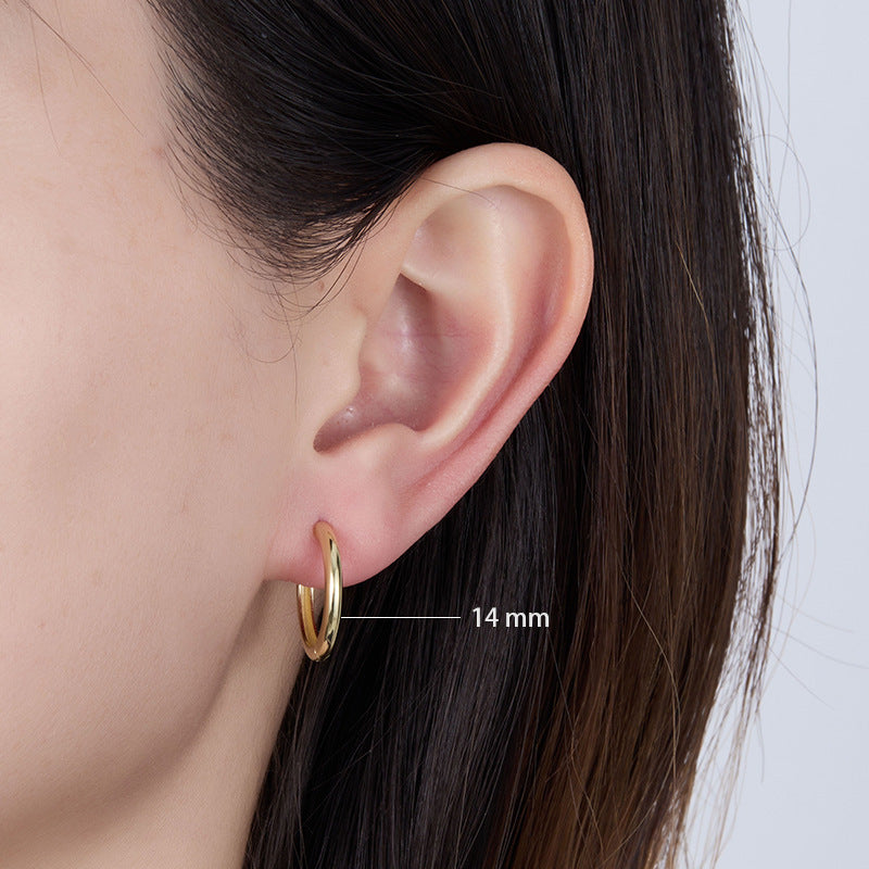 Simple Bracelet 925 Earrings Sterling Silver Big Circle Ear Clip
