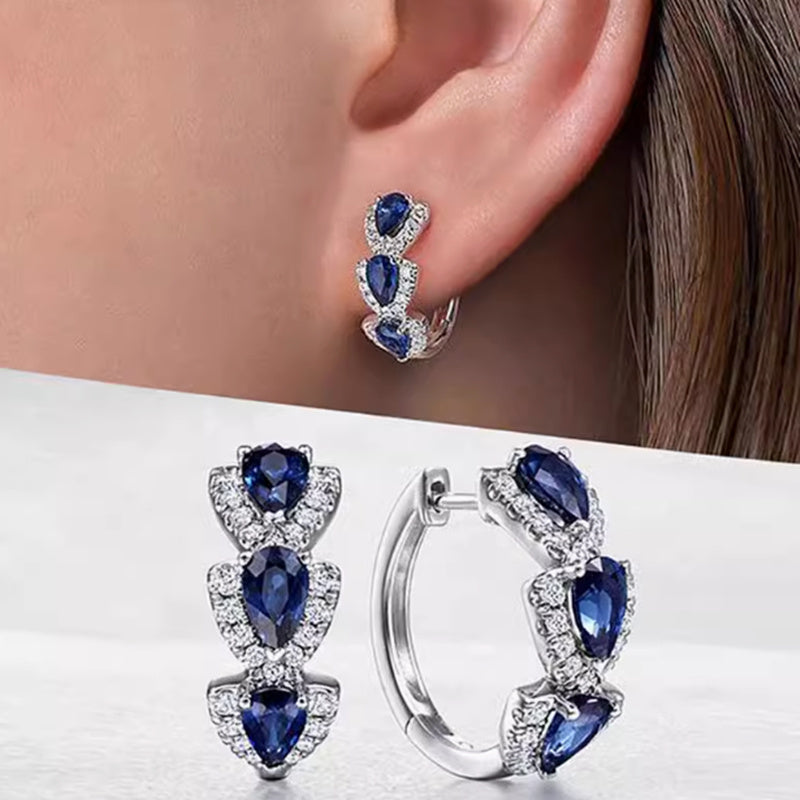 Klein Blue Zirconia Elegant Hoop Øreringe