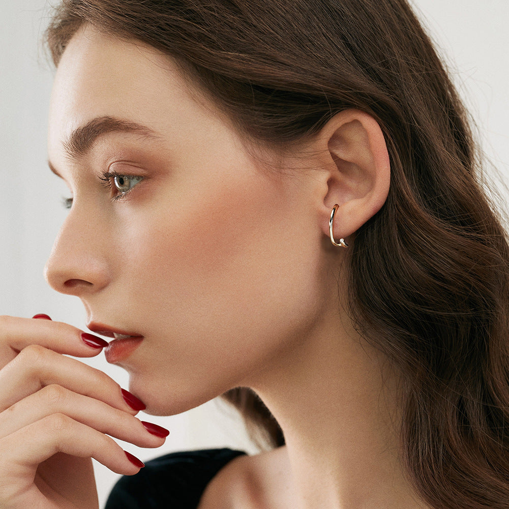 S925 Sterling Silver örhängen 14K guld eleganta örhängen