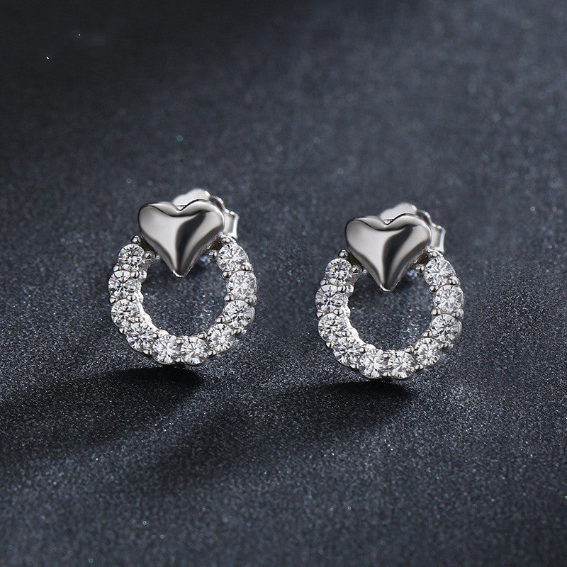 Modian Heart Earrings For Women 925 Sterling Silver Cubic Zirconia