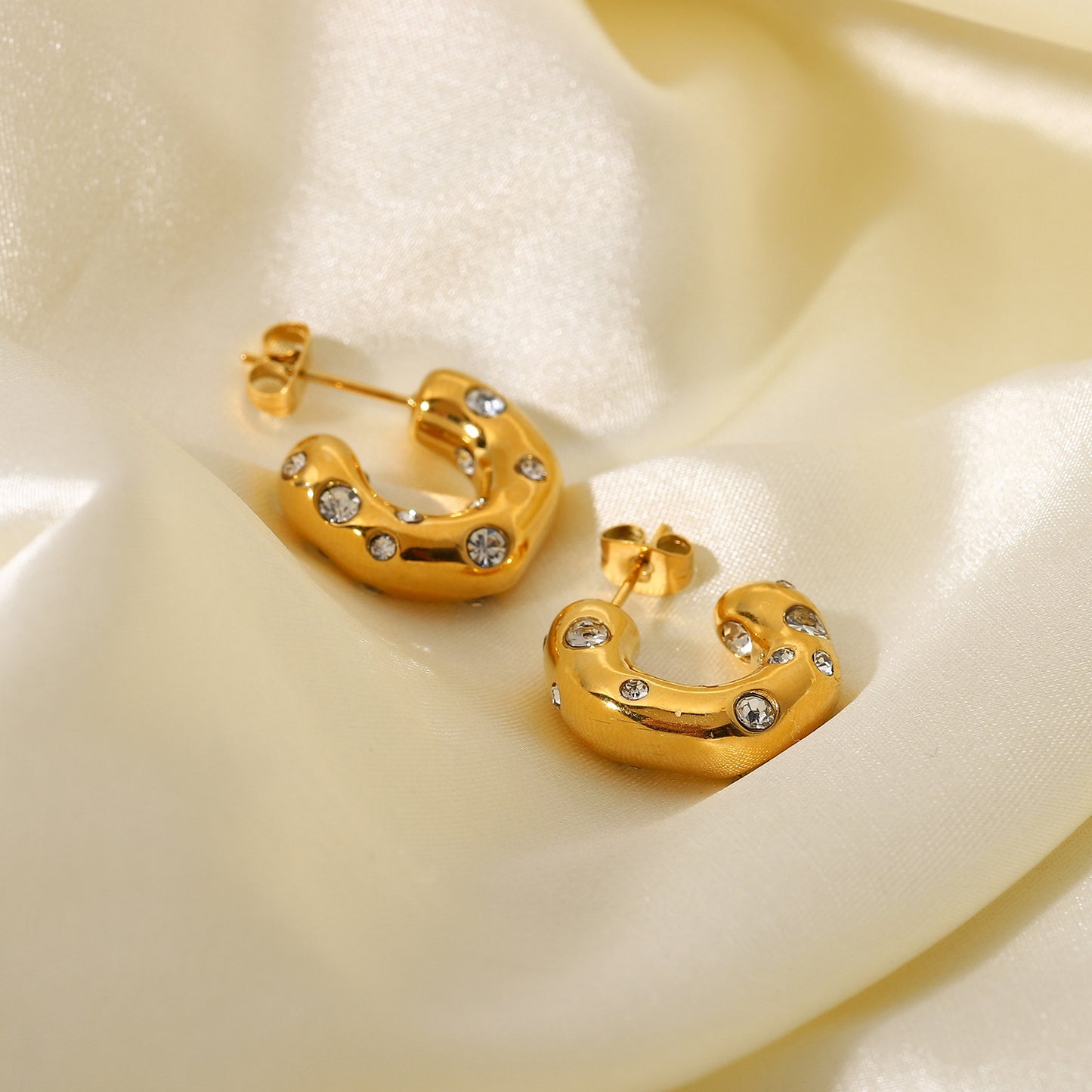 Gold Plated Stainless Steel Earrings Women's Jewelry