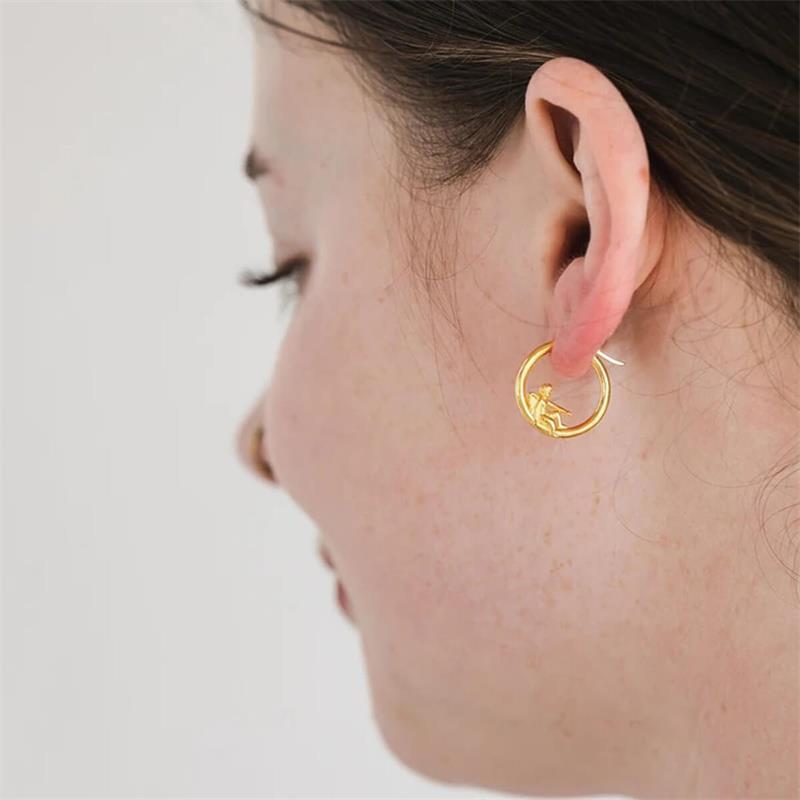 S925 Sterling Silver Gold Plated Devil And Angel Earrings
