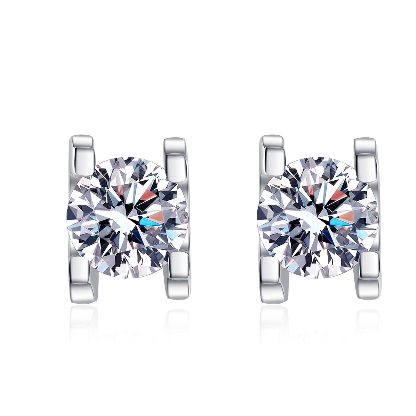 925 Sterling Sølv Tyrehoved Stud Øreringe Kvinder Indlagt Moissanite Small