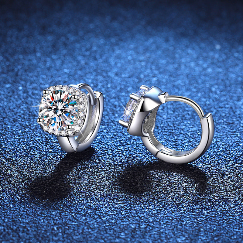 S925 Sølv Moissanite Øreringe Klassisk Elegant Firkantet Taske