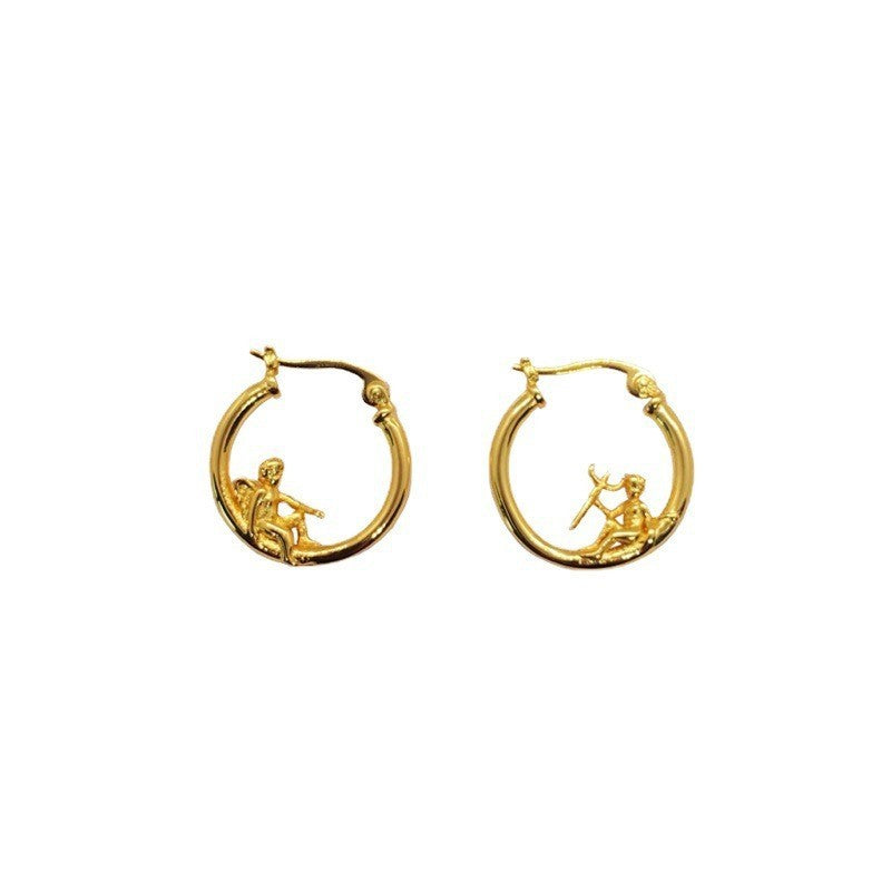 S925 Sterling Silver Gold Plated Devil And Angel Earrings