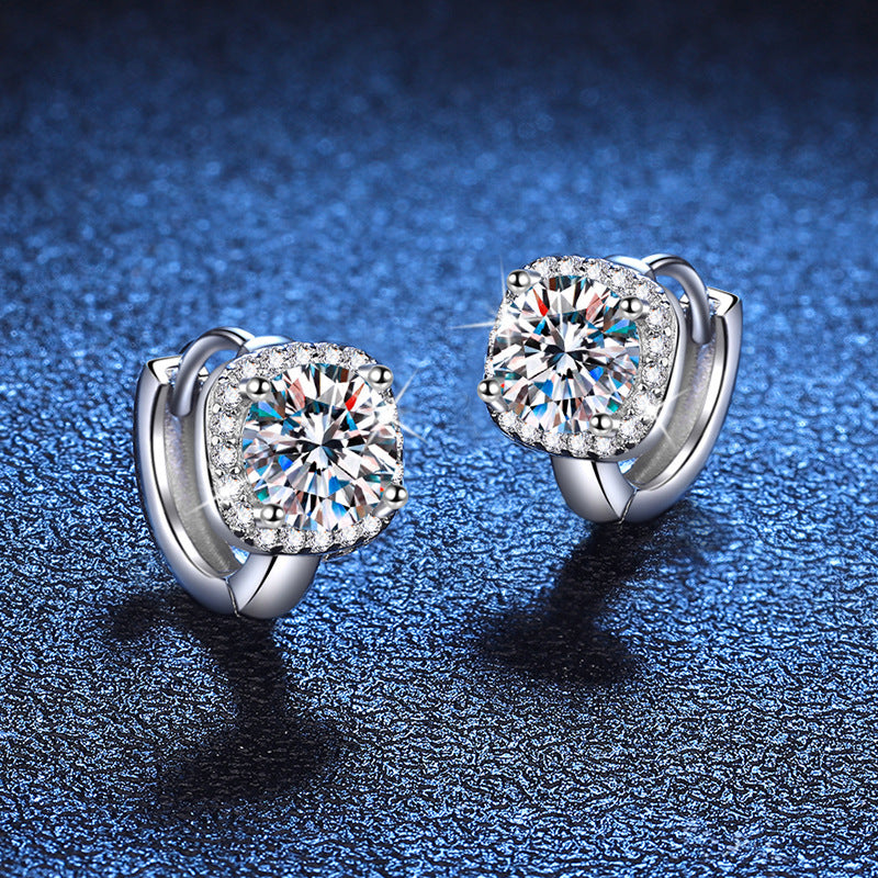 S925 Sølv Moissanite Øreringe Klassisk Elegant Firkantet Taske