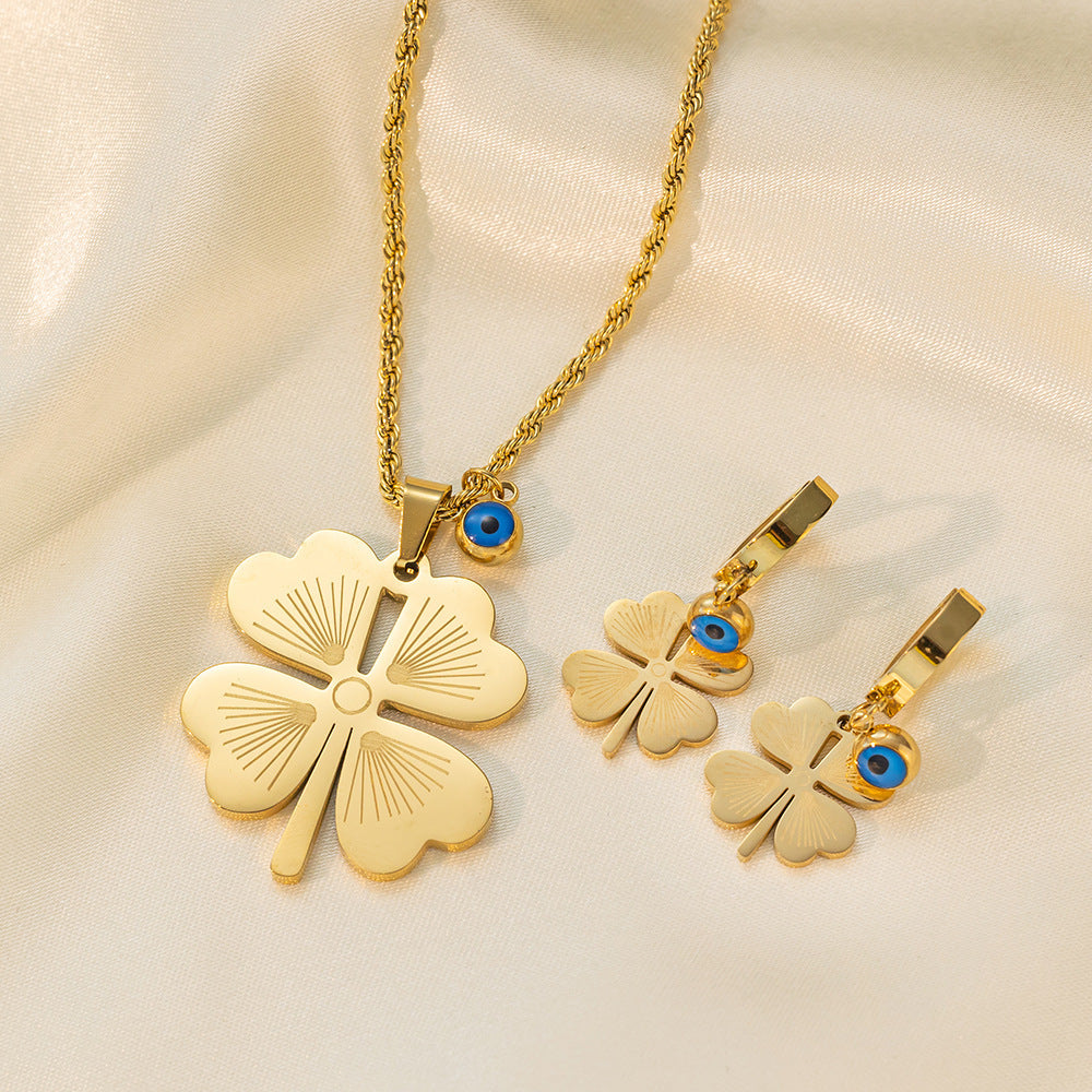 Stainless Steel Necklace Earrings Women's Jewelry Set
