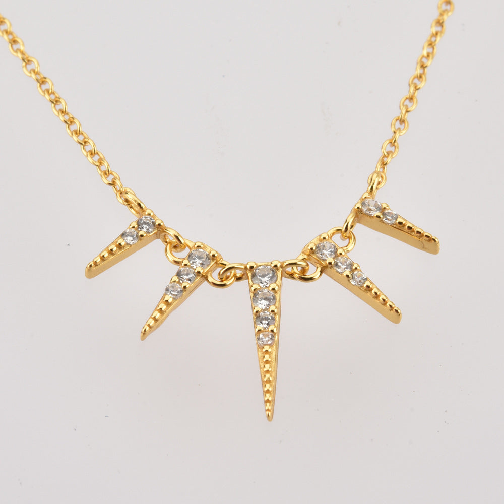 S925 Sterlingsølv tilspidset diamant INS stil halskæde