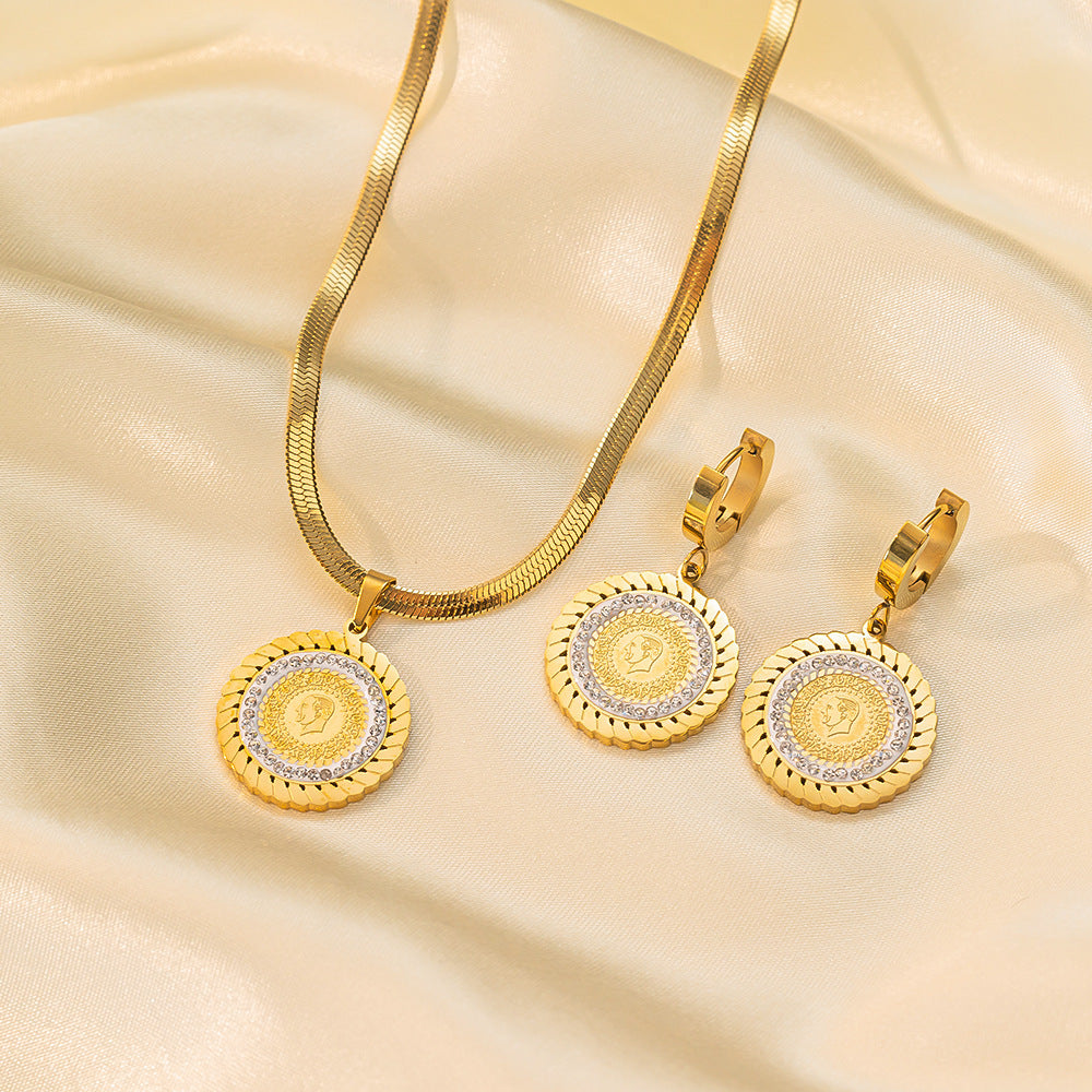 Stainless Steel Necklace Earrings Women's Jewelry Set