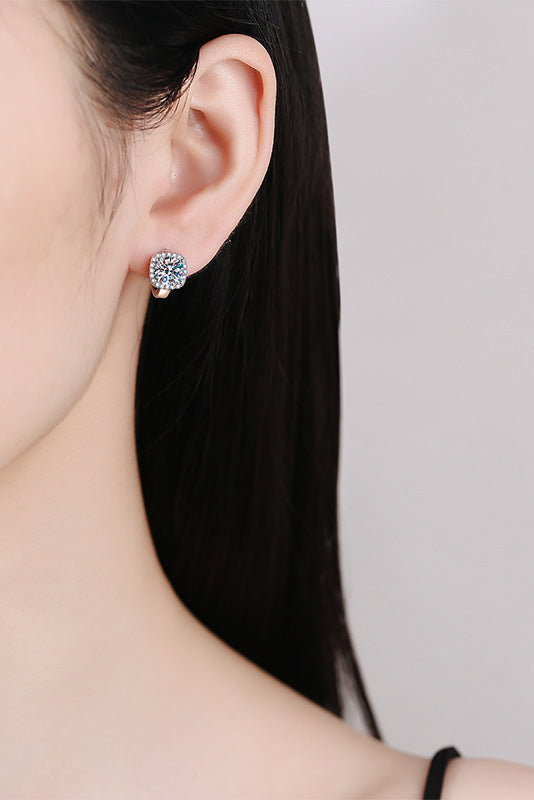 S925 Sølv Moissanite Øreringe Klassisk Elegant Firkantet Taske