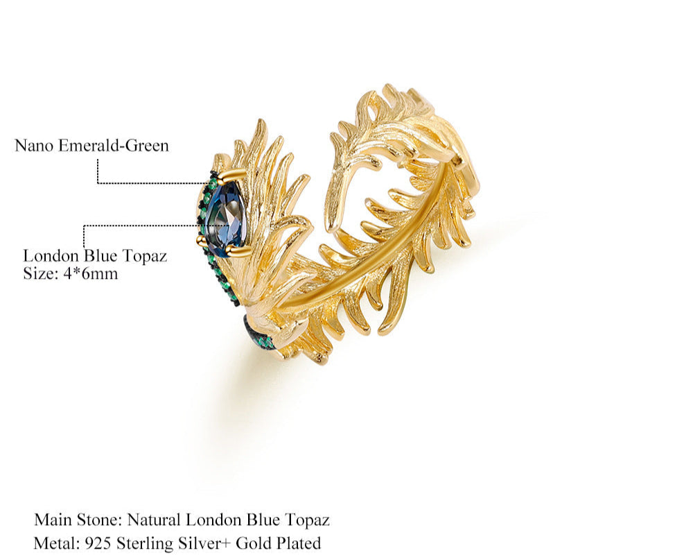 Special-interest Design 925 Silver Natural Topaz Ring