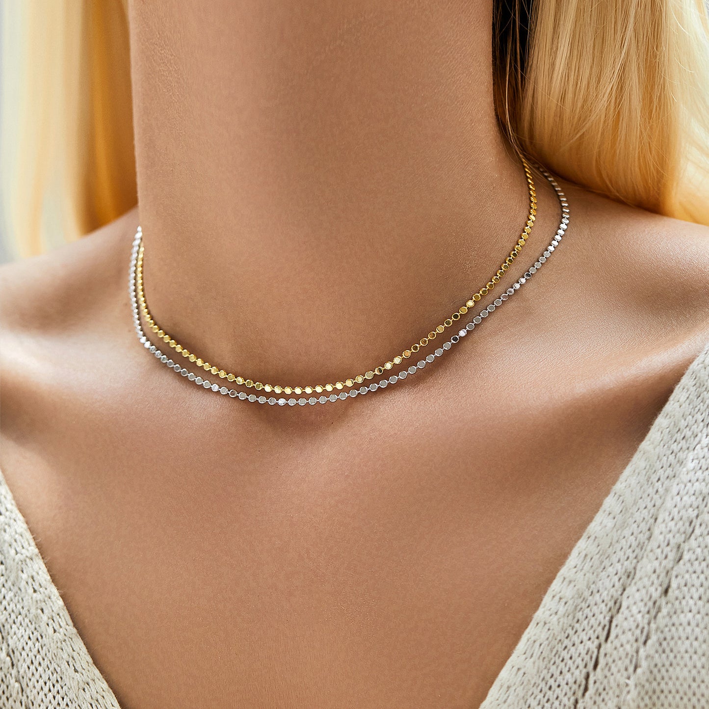 S925 Sterling Sølv Minority Simple Choker Choker Kvinder