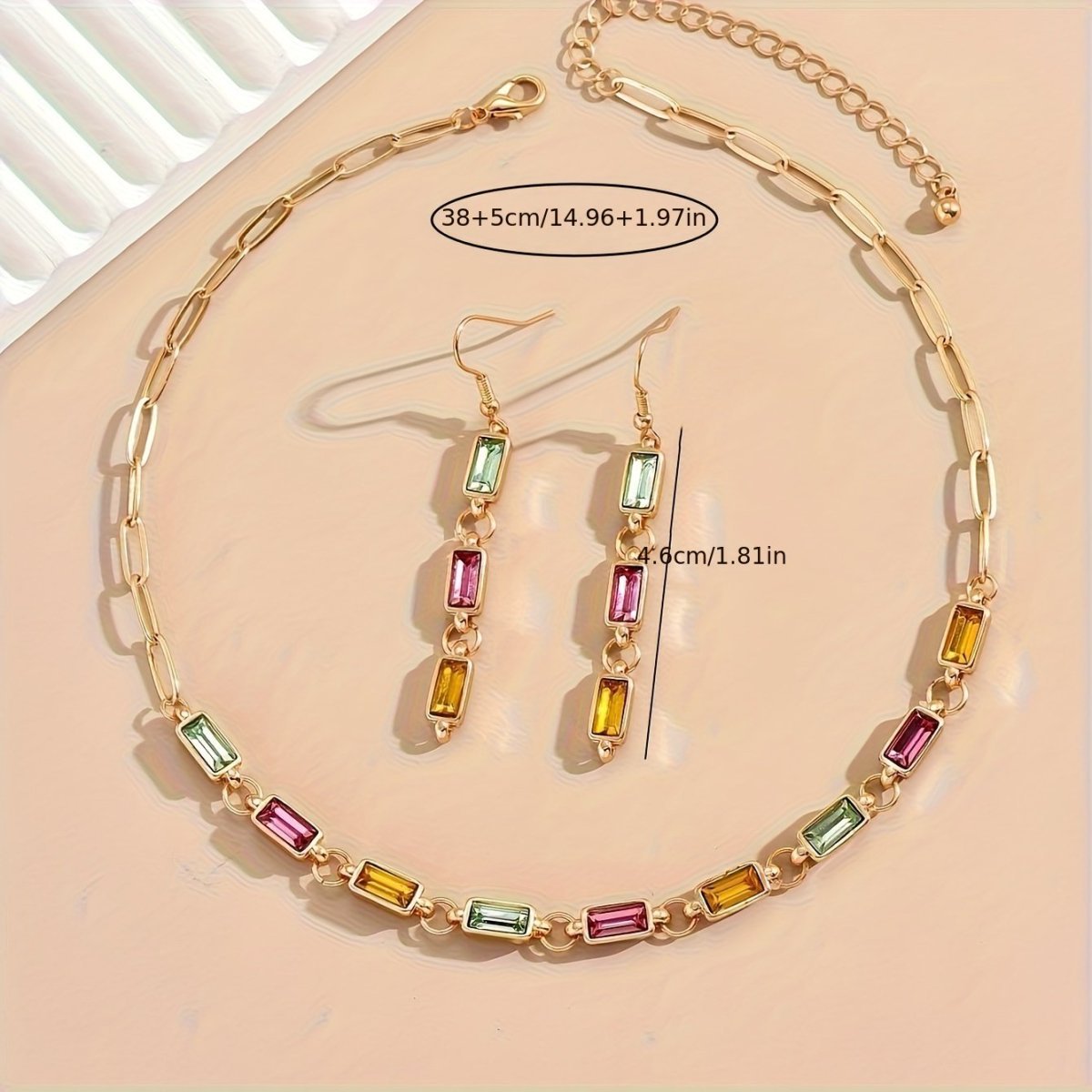Colorful Crystal Statement Necklace And Earrings Set