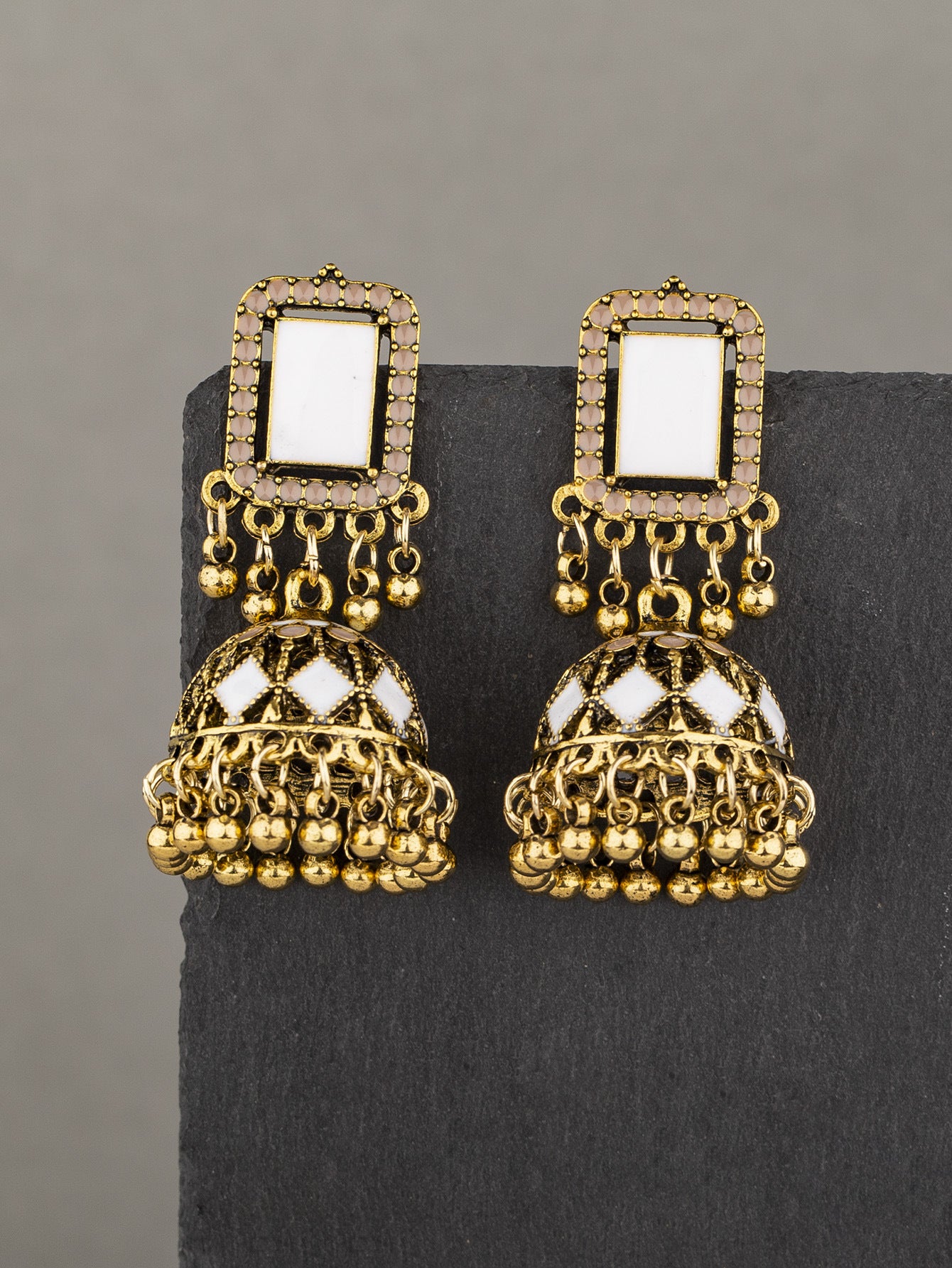 Retro Indian Earrings Three-color Bell Alloy