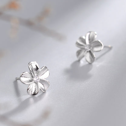 925 Sterling Silver Stud Earrings For Women Dignified Flowers Diamond