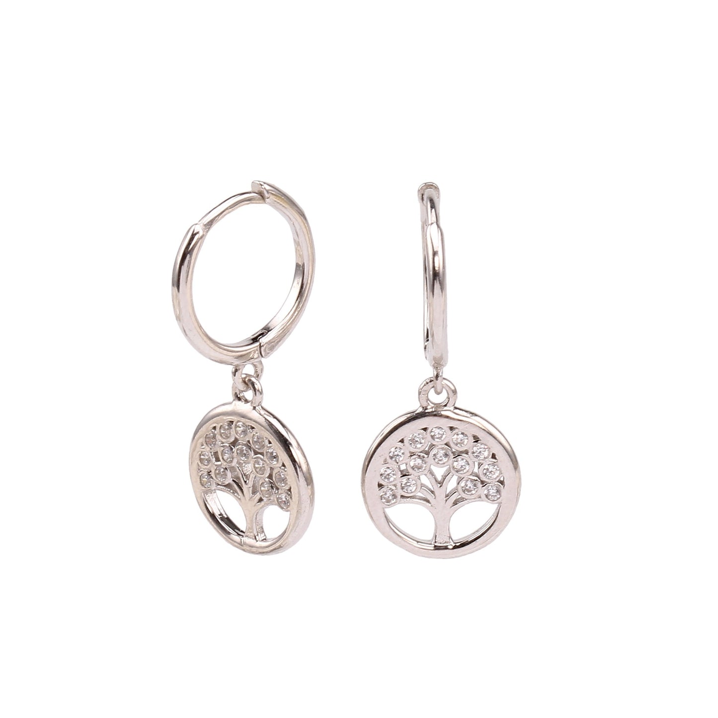 S925 Sterling Silver Inlagd Zircon Lucky Tree Örhängen Högkvalitativ guldpläterad öronklämma