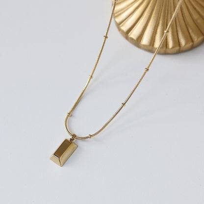 Square Brick Simple Snake Bone runde perle halskæde kravebenskæde