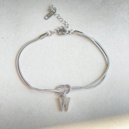 Nyt bogstav AZ Kærlighedsknude Armbånd Til Kvinder Par Guld Farve Dainty Snake Chain Charm Armbånd Rustfrit Stål Smykker Gave Valentinsdag gaver