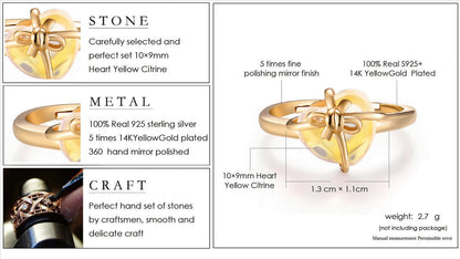 925 sterling silver lemon crystal love bow ring jewelry