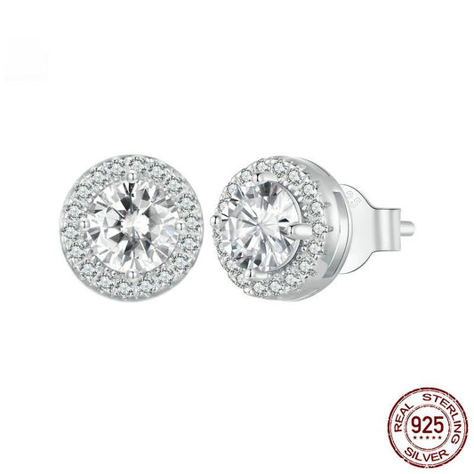 S925 Sterling Sølv Hvidforgyldt Lys Luksus All-match Stud Øreringe Ornament Kvinder
