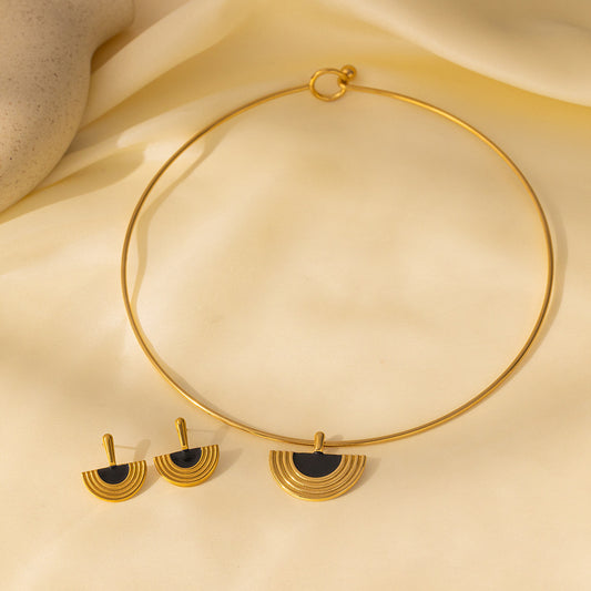 Stainless Steel Necklace Earrings Women's Jewelry Set