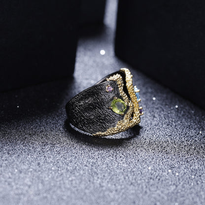 Gem Ring Vintage Court Style Højkvalitets 925 sølv