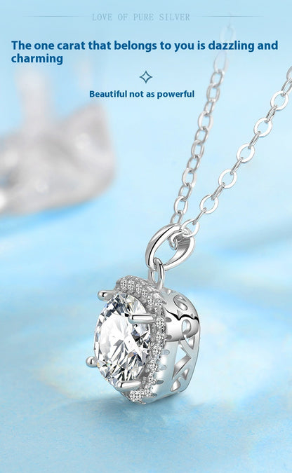 S925 Sterling Silver 1 Karat Happiness Halsband Kvinnors nyckelbenskedja