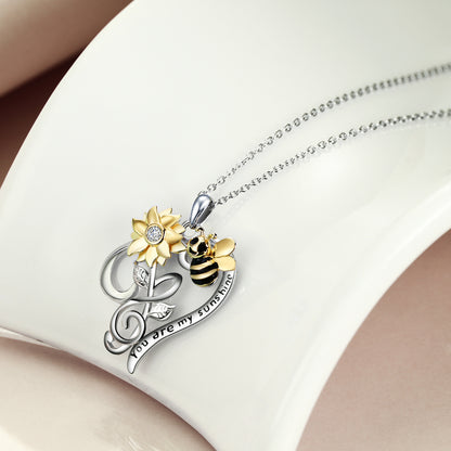 Bee Halskæde Sterling Sølv Solsikke Halskæde You Are My Sunshine Solsikke Flower Pendant smykker til kvinder