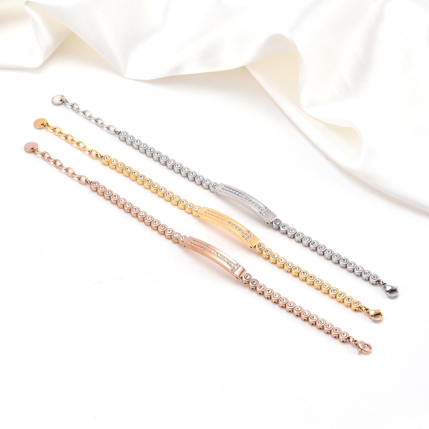 Popular Light Luxury High-grade Inlaid Stone Double T Bracelet