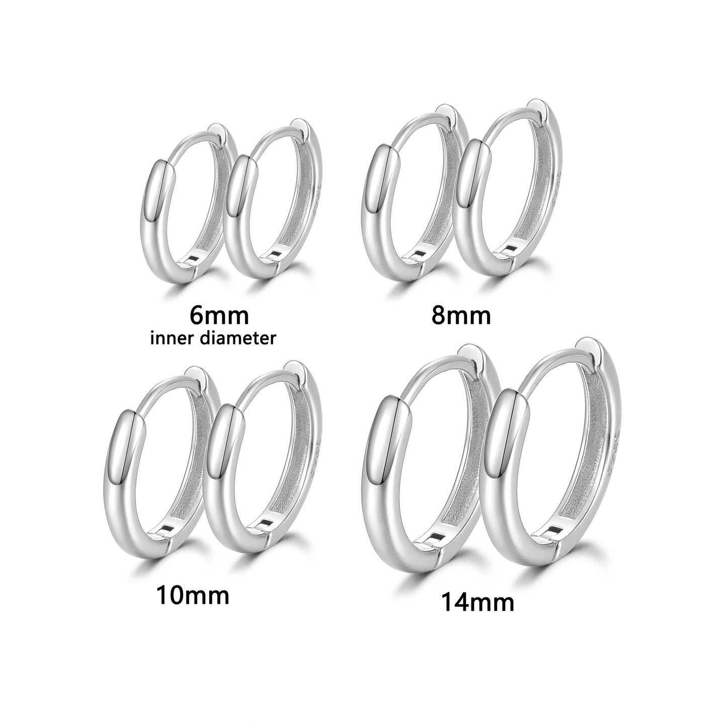 Simple Bracelet 925 Earrings Sterling Silver Big Circle Ear Clip