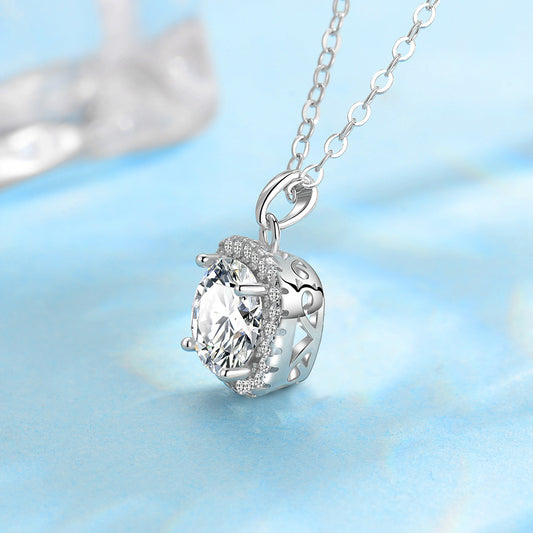 S925 Sterling Sølv 1 Karat Happiness Halskæde Kvinders nøglebenskæde