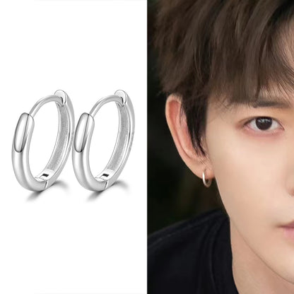 Simple Bracelet 925 Earrings Sterling Silver Big Circle Ear Clip
