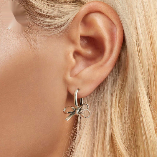 Simpel All-match Bow Ear Clip S925 Sterling Silver