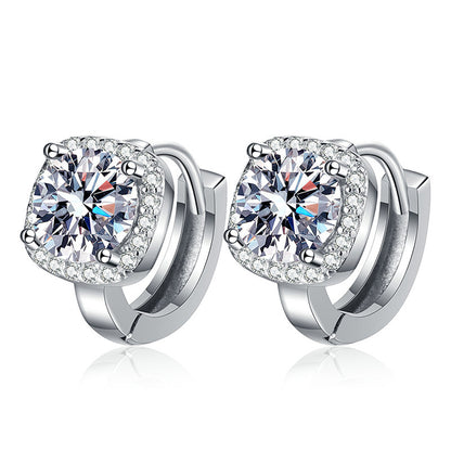S925 Silver Moissanite Örhängen Klassisk Elegant fyrkantig väska