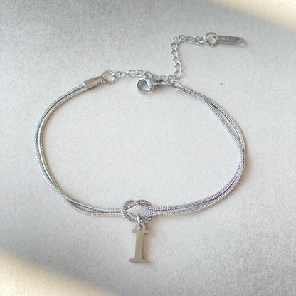 Nyt bogstav AZ Kærlighedsknude Armbånd Til Kvinder Par Guld Farve Dainty Snake Chain Charm Armbånd Rustfrit Stål Smykker Gave Valentinsdag gaver