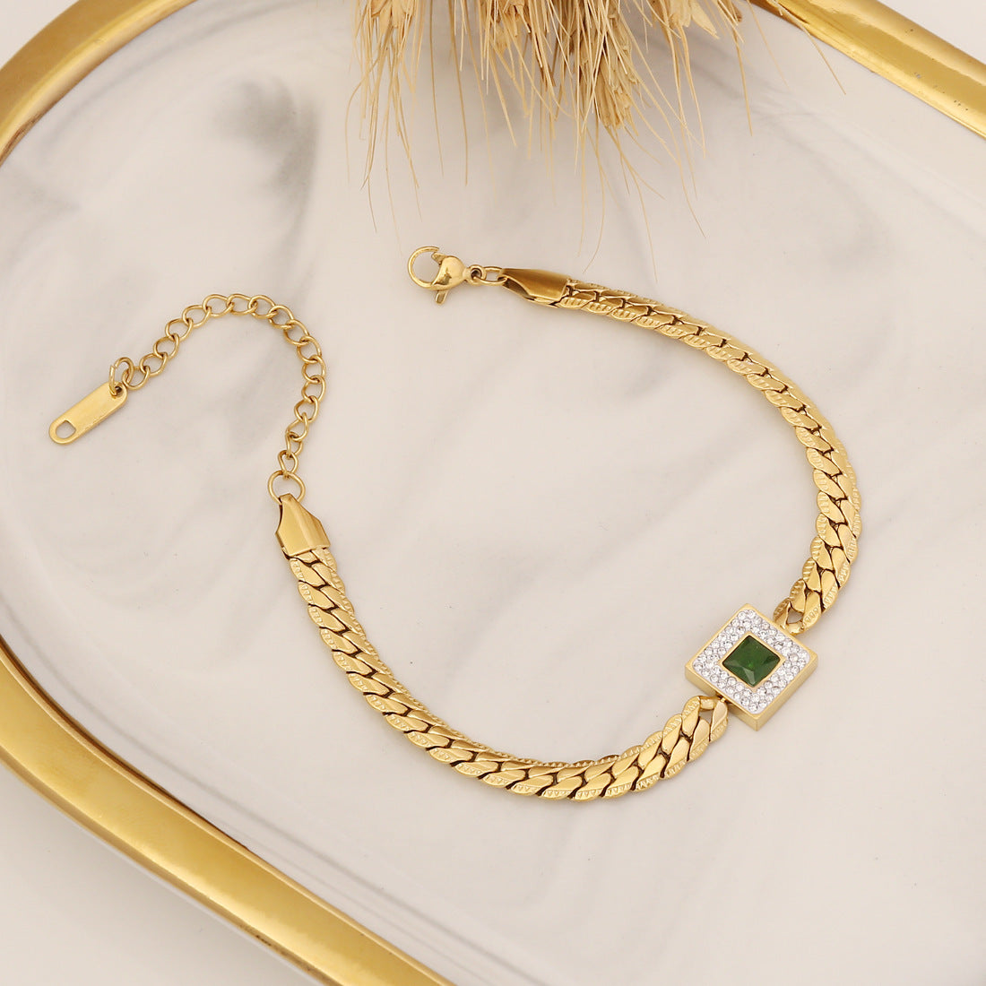 Zircon Necklace Stainless Steel Jewelry Set
