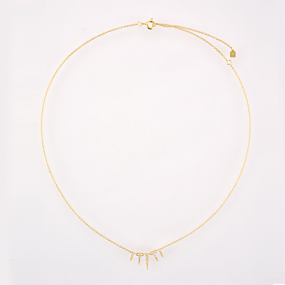 S925 Sterling Silver Tapered Diamond INS stil halsband
