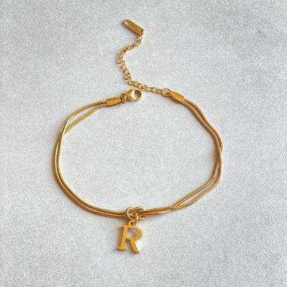 Nyt bogstav AZ Kærlighedsknude Armbånd Til Kvinder Par Guld Farve Dainty Snake Chain Charm Armbånd Rustfrit Stål Smykker Gave Valentinsdag gaver