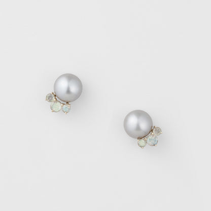 925 Sterling Silver Natural Pearl Labradorite Stud Earrings