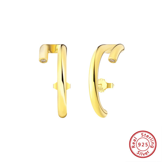 S925 Sterling Sølv Stud Øreringe 14K guld Elegante øreringe